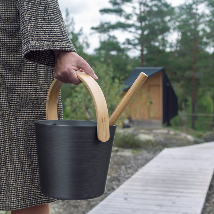 Rento Black Bamboo Aluminum Sauna Bucket